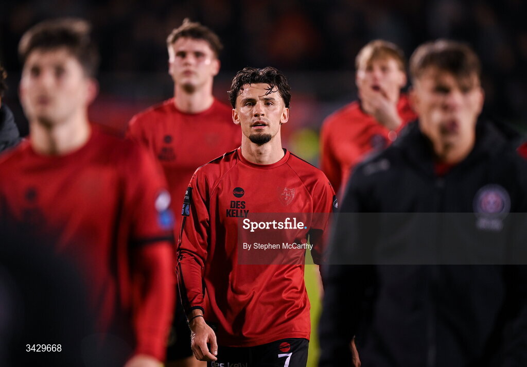 17 April 2026; Connor Parsons of Bohemians following his side's defeat in the SSE Airtricity Men's Premier Division match between Shamrock Rovers and Bohemians at Tallaght Stadium in Dublin. Photo by Stephen McCarthy/Sportsfile