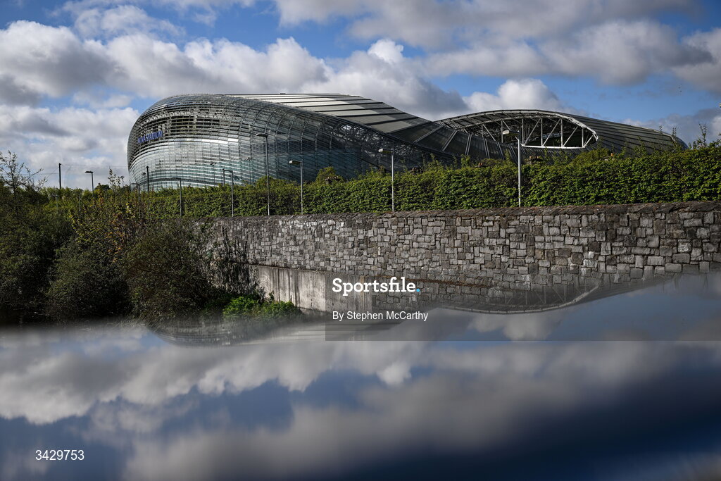 18 April 2026; A general view outside the Aviva Stadium before the 2027 FIFA Women’s World Cup Qualifier match between Republic of Ireland and Poland at the Aviva Stadium in Dublin. Photo by Stephen McCarthy/Sportsfile