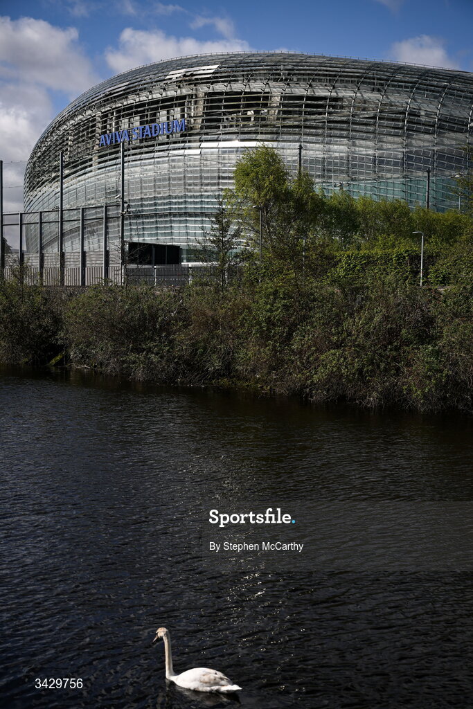 18 April 2026; A general view outside the Aviva Stadium before the 2027 FIFA Women’s World Cup Qualifier match between Republic of Ireland and Poland at the Aviva Stadium in Dublin. Photo by Stephen McCarthy/Sportsfile