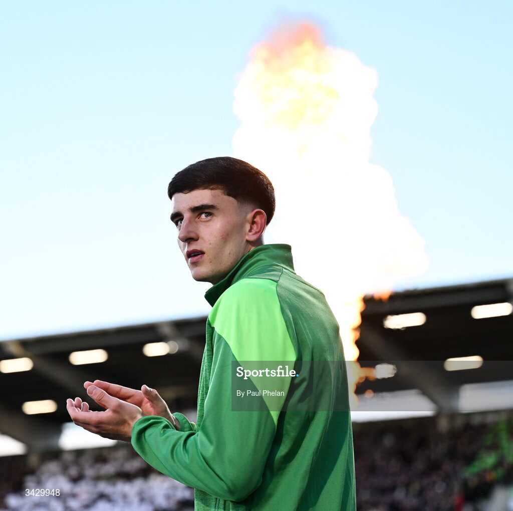 17 April 2026; John O'Sullivan of Shamrock Rovers walks out before the SSE Airtricity Men's Premier Division match between Shamrock Rovers and Bohemians at Tallaght Stadium in Dublin. Photo by Paul Phelan/Sportsfile