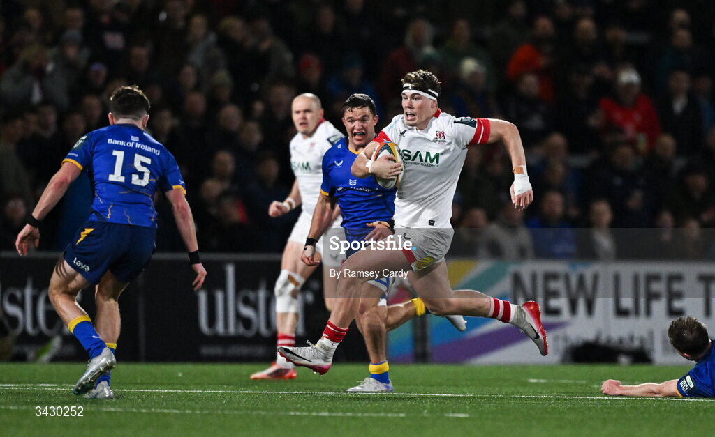 17 April 2026; Jude Postlethwaite of Ulster during the United Rugby Championship match between Ulster and Leinster at Affidea Stadium in Belfast. Photo by Ramsey Cardy/Sportsfile