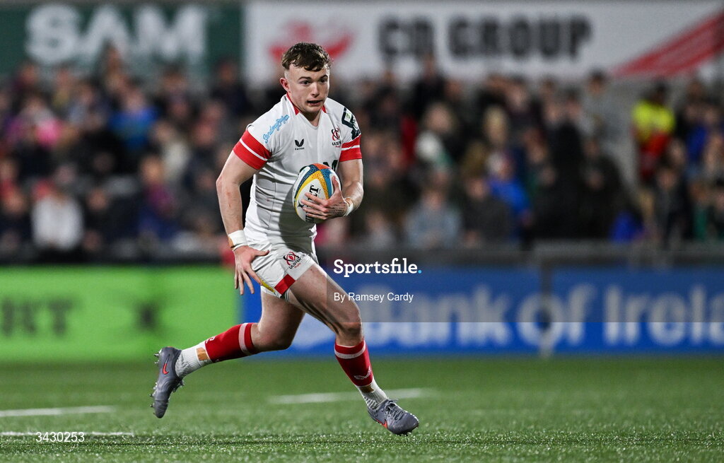 17 April 2026; Jack Murphy of Ulster during the United Rugby Championship match between Ulster and Leinster at Affidea Stadium in Belfast. Photo by Ramsey Cardy/Sportsfile