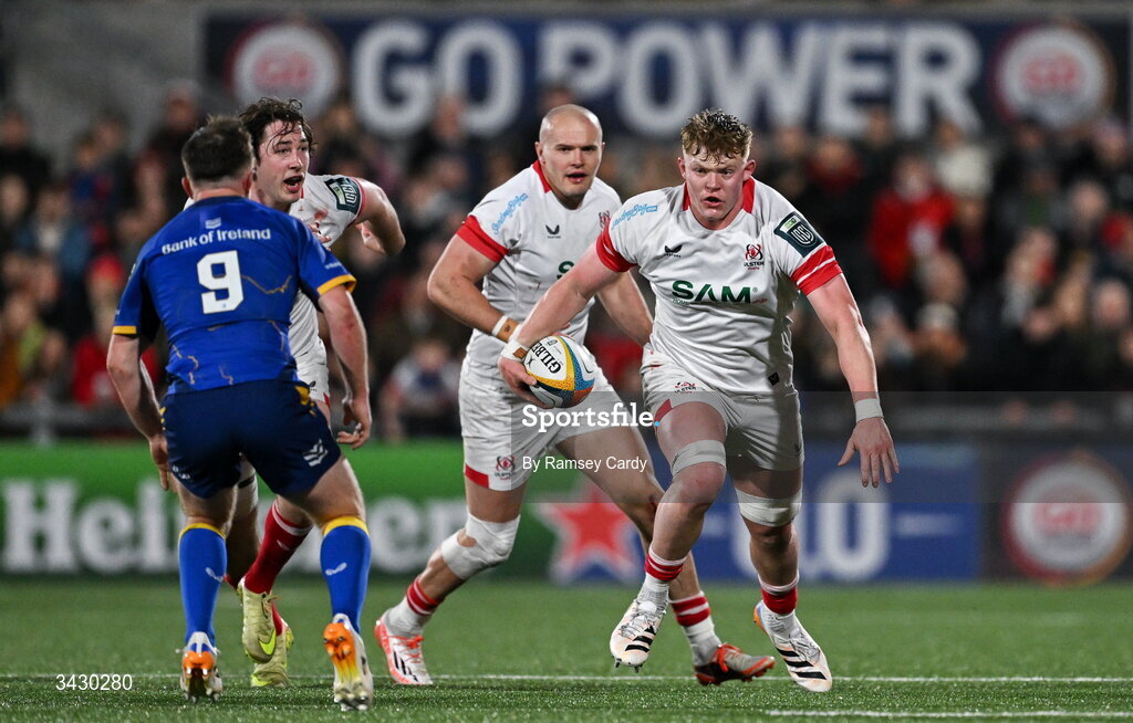 17 April 2026; Bryn Ward of Ulster during the United Rugby Championship match between Ulster and Leinster at Affidea Stadium in Belfast. Photo by Ramsey Cardy/Sportsfile