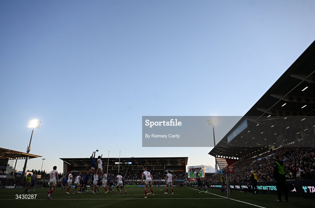17 April 2026; A general view of action during the United Rugby Championship match between Ulster and Leinster at Affidea Stadium in Belfast. Photo by Ramsey Cardy/Sportsfile