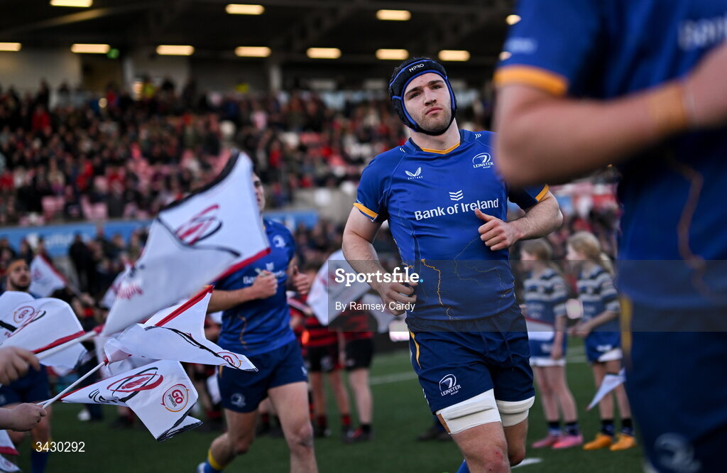 17 April 2026; James Culhane of Leinster before the United Rugby Championship match between Ulster and Leinster at Affidea Stadium in Belfast. Photo by Ramsey Cardy/Sportsfile
