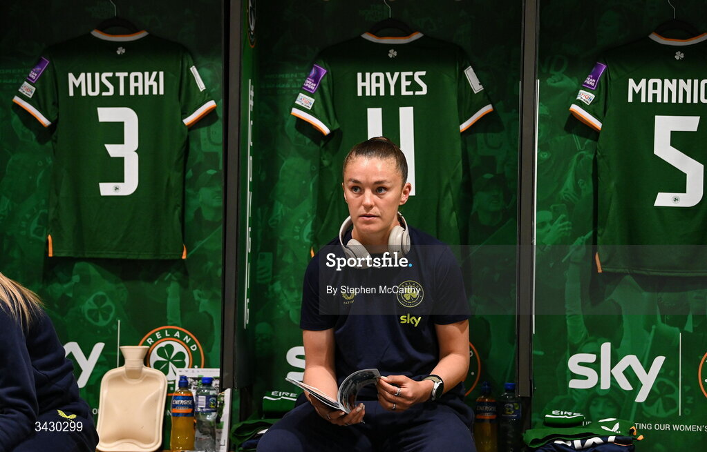 18 April 2026; Caitlin Hayes of Republic of Ireland before the 2027 FIFA Women’s World Cup Qualifier match between Republic of Ireland and Poland at the Aviva Stadium in Dublin. Photo by Stephen McCarthy/Sportsfile