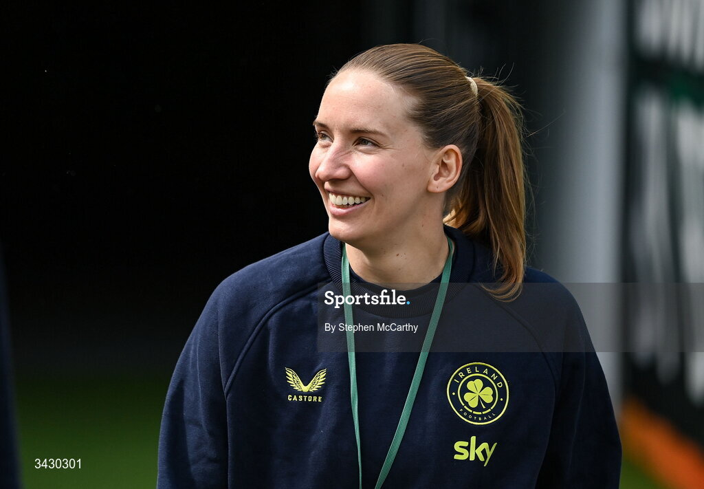 18 April 2026; Republic of Ireland goalkeeper Sophie Whitehouse before the 2027 FIFA Women’s World Cup Qualifier match between Republic of Ireland and Poland at the Aviva Stadium in Dublin. Photo by Stephen McCarthy/Sportsfile