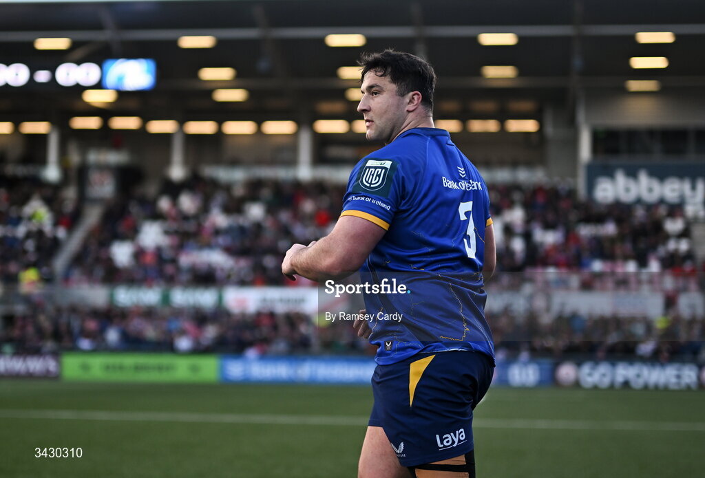 17 April 2026; Thomas Clarkson of Leinster before the United Rugby Championship match between Ulster and Leinster at Affidea Stadium in Belfast. Photo by Ramsey Cardy/Sportsfile