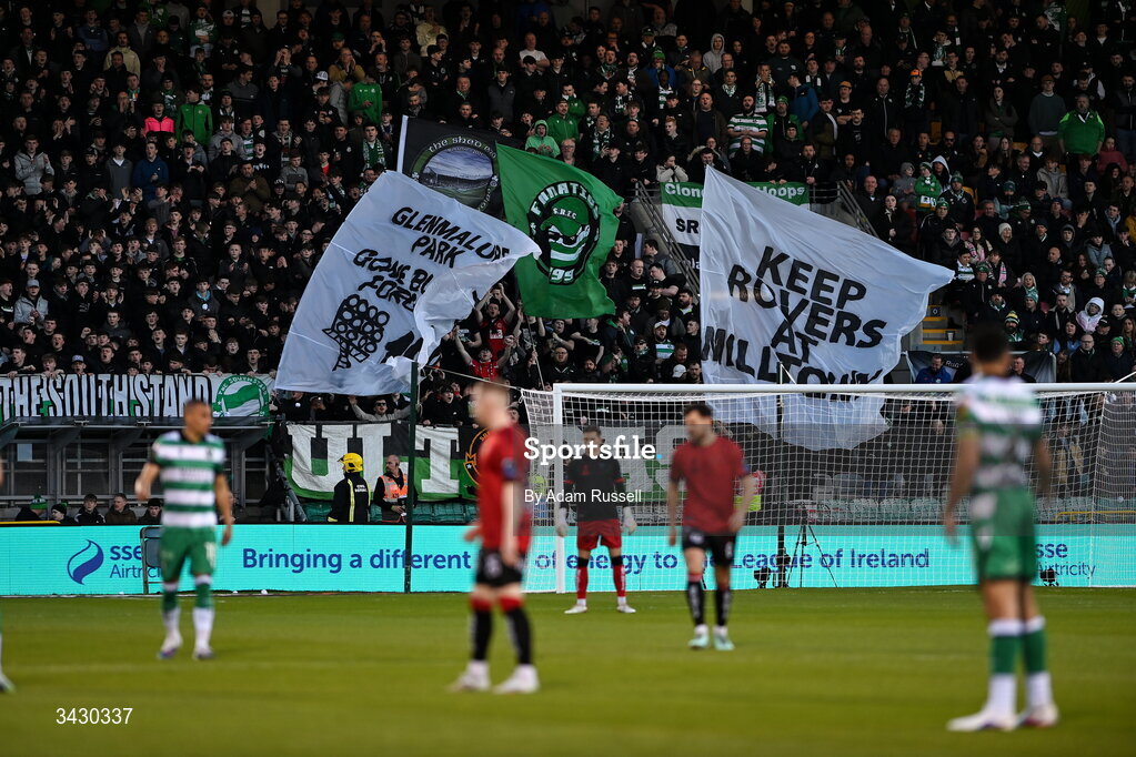 17 April 2026; Shamrock Rovers supporters in the South Stand before the SSE Airtricity Men's Premier Division match between Shamrock Rovers and Bohemians at Tallaght Stadium in Dublin. Photo by Adam Russell/Sportsfile