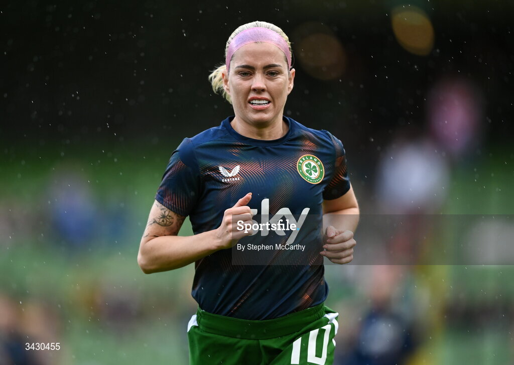 18 April 2026; Denise O'Sullivan of Republic of Ireland before the 2027 FIFA Women’s World Cup Qualifier match between Republic of Ireland and Poland at the Aviva Stadium in Dublin. Photo by Stephen McCarthy/Sportsfile