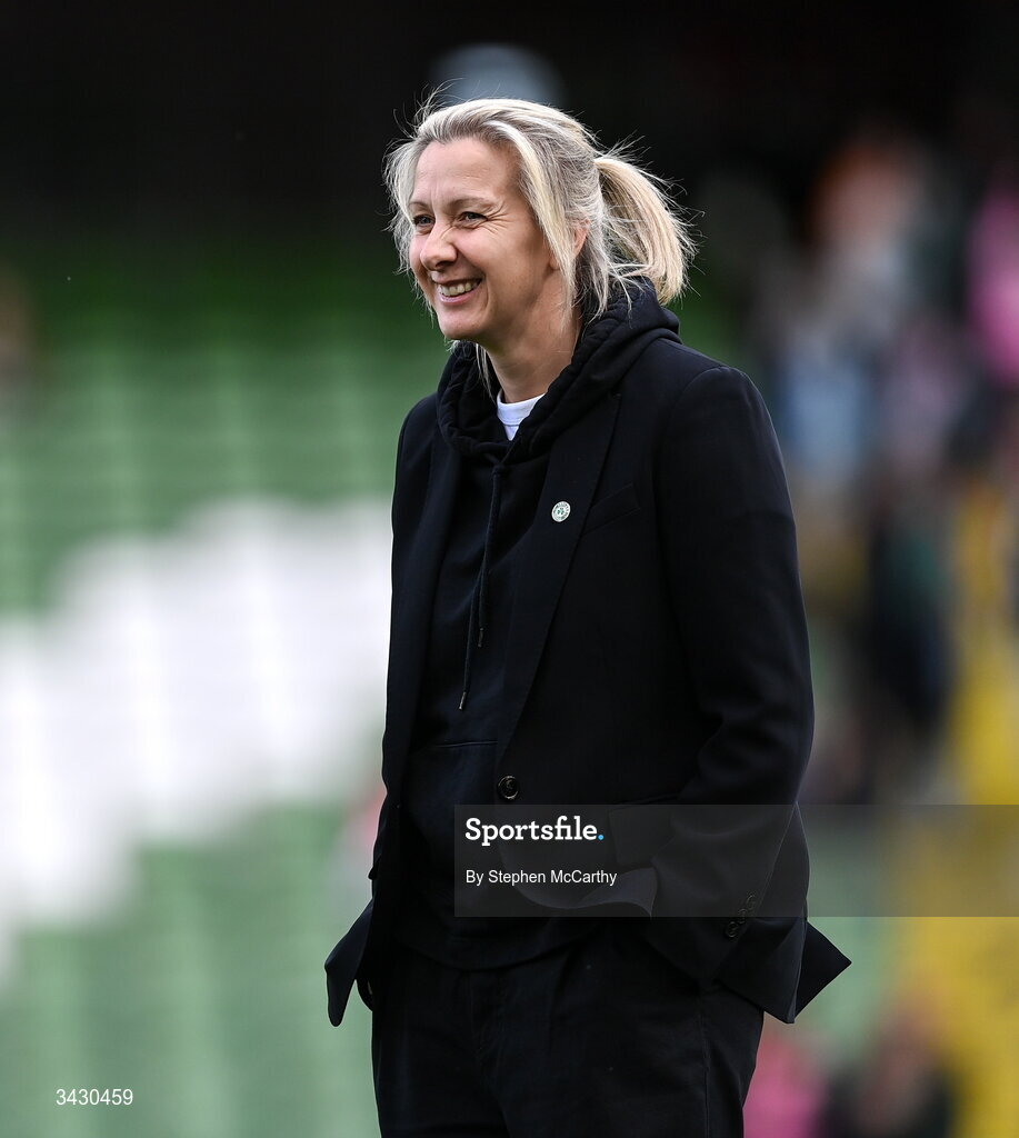 18 April 2026; Republic of Ireland head coach Carla Ward before the 2027 FIFA Women’s World Cup Qualifier match between Republic of Ireland and Poland at the Aviva Stadium in Dublin. Photo by Stephen McCarthy/Sportsfile