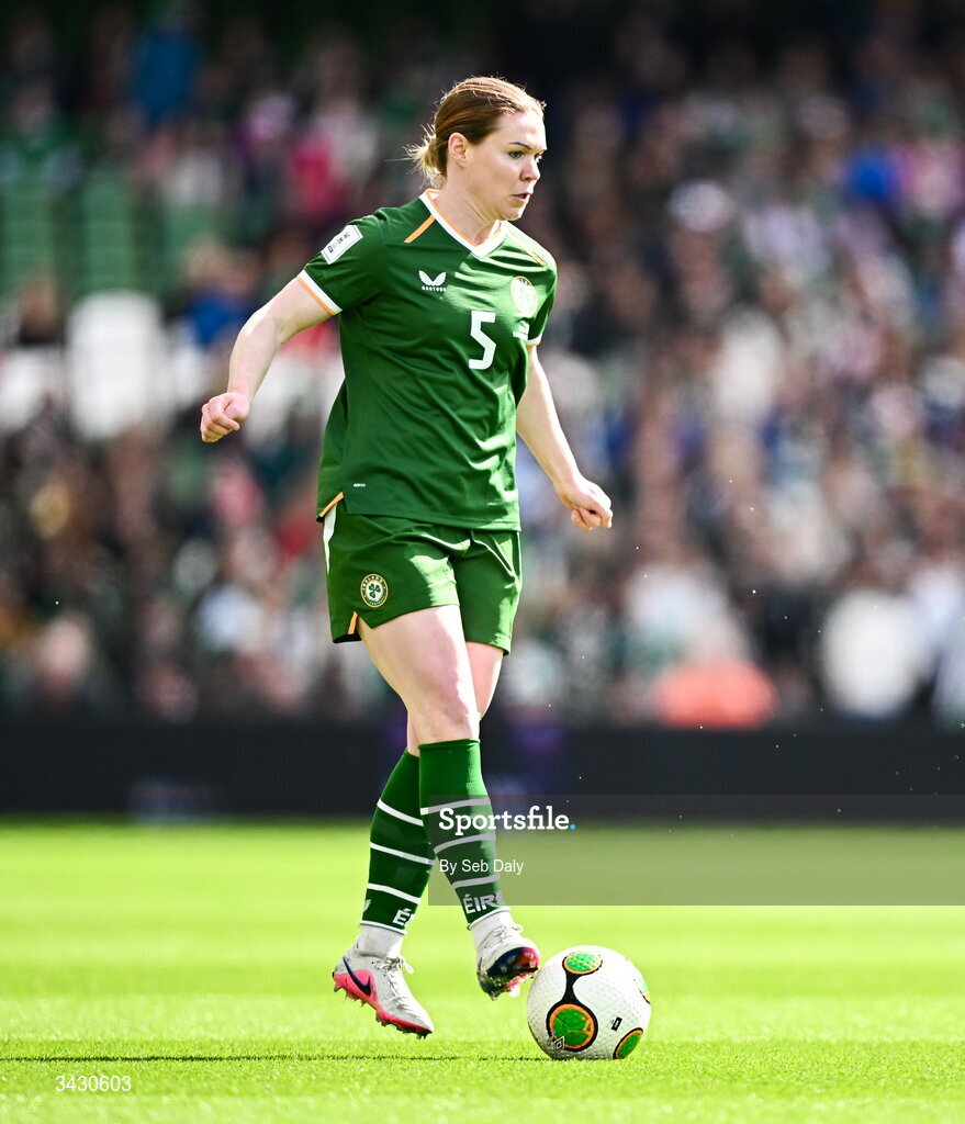 18 April 2026; Aoife Mannion of Republic of Ireland during the 2027 FIFA Women’s World Cup Qualifier match between Republic of Ireland and Poland at the Aviva Stadium in Dublin. Photo by Seb Daly/Sportsfile