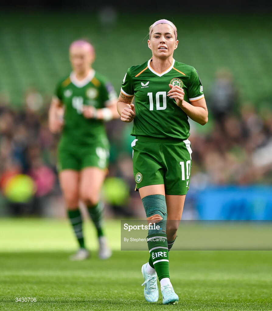 18 April 2026; Denise O'Sullivan of Republic of Ireland during the 2027 FIFA Women’s World Cup Qualifier match between Republic of Ireland and Poland at the Aviva Stadium in Dublin. Photo by Stephen McCarthy/Sportsfile