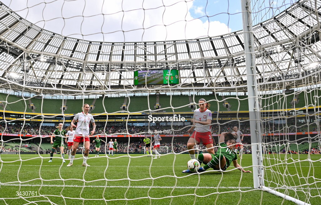 18 April 2026; / during the 2027 FIFA Women’s World Cup Qualifier match between Republic of Ireland and Poland at the Aviva Stadium in Dublin. Photo by Seb Daly/Sportsfile