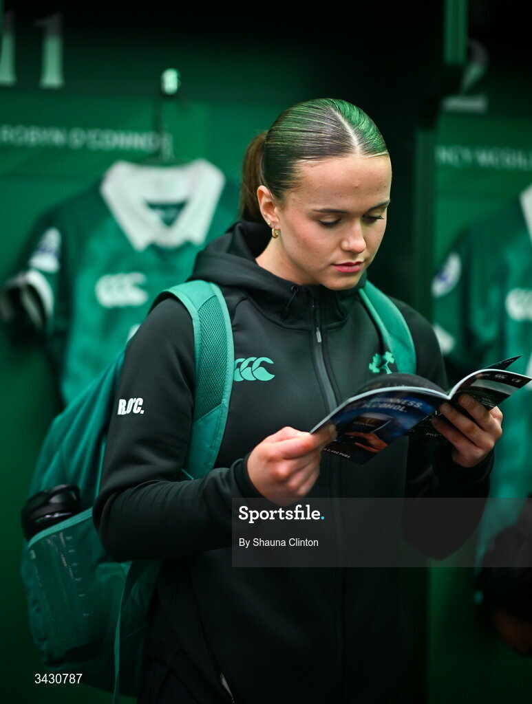 18 April 2026; Robyn O'Connor of Ireland before the Women's Six Nations Rugby Championship match between Ireland and Italy at Dexcom Stadium in Galway. Photo by Shauna Clinton/Sportsfile