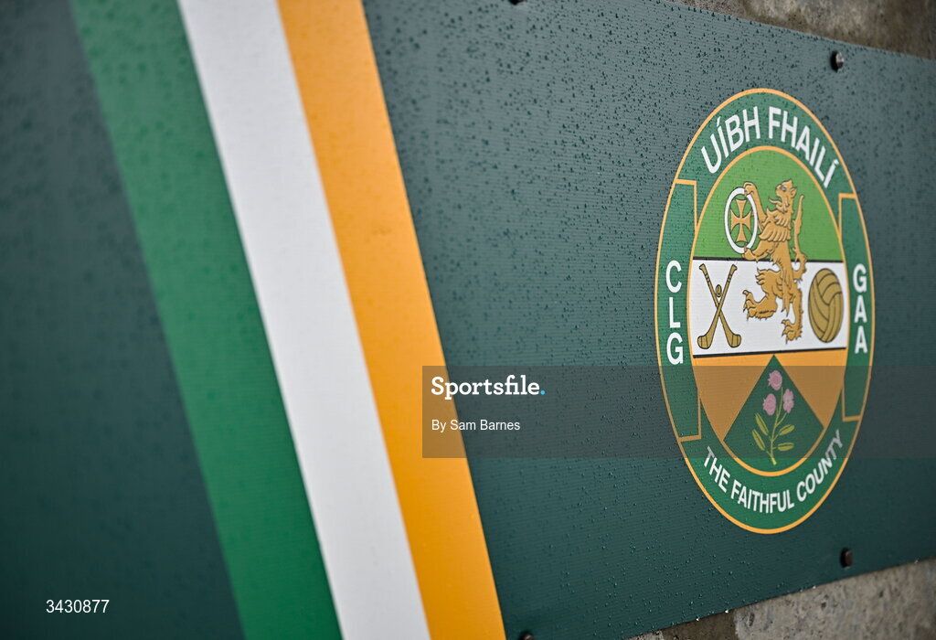 18 April 2026; Signage ahead of the Leinster GAA Senior Hurling Championship Round 1 match between Offaly and Dublin at Glenisk O'Connor Park in Tullamore, Offaly. Photo by Sam Barnes/Sportsfile