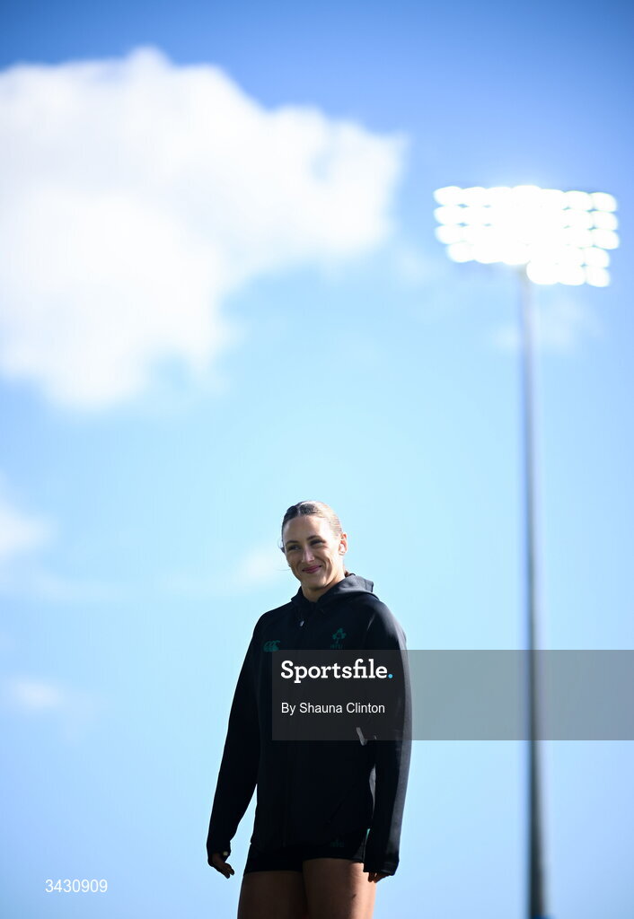 18 April 2026; Anna McGann of Ireland walks the pitch before the Women's Six Nations Rugby Championship match between Ireland and Italy at Dexcom Stadium in Galway. Photo by Shauna Clinton/Sportsfile