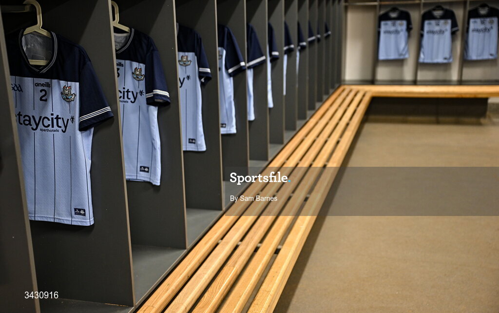 18 April 2026; A general view of the Dublin dressing room before the Leinster GAA Senior Hurling Championship Round 1 match between Offaly and Dublin at Glenisk O'Connor Park in Tullamore, Offaly. Photo by Sam Barnes/Sportsfile