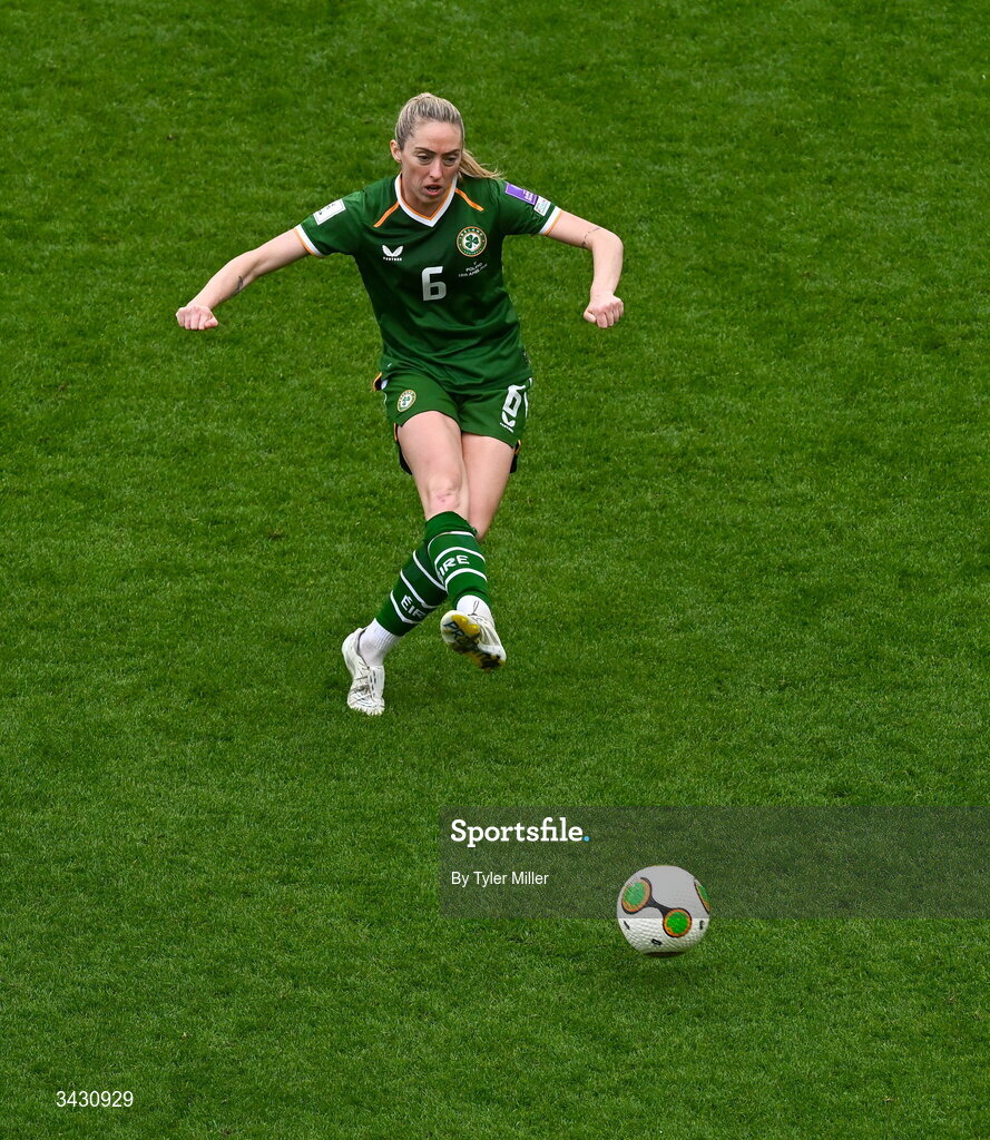 18 April 2026; Megan Connolly of Republic of Ireland during the 2027 FIFA Women’s World Cup Qualifier match between Republic of Ireland and Poland at the Aviva Stadium in Dublin. Photo by Tyler Miller/Sportsfile