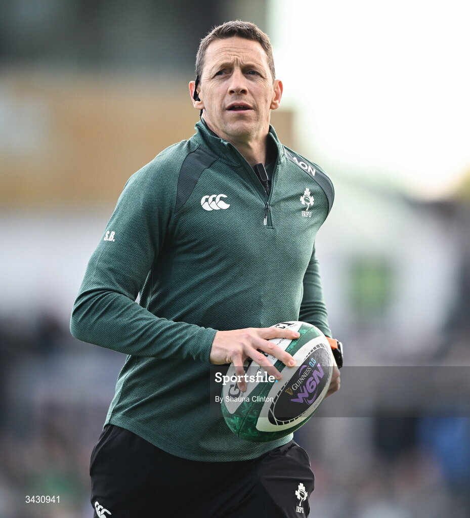 18 April 2026; Ireland head coach Scott Bemand before the Women's Six Nations Rugby Championship match between Ireland and Italy at Dexcom Stadium in Galway. Photo by Shauna Clinton/Sportsfile