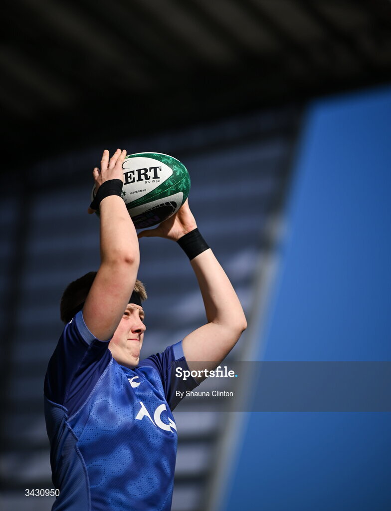 18 April 2026; Beth Buttimer of Ireland warms up before the Women's Six Nations Rugby Championship match between Ireland and Italy at Dexcom Stadium in Galway. Photo by Shauna Clinton/Sportsfile