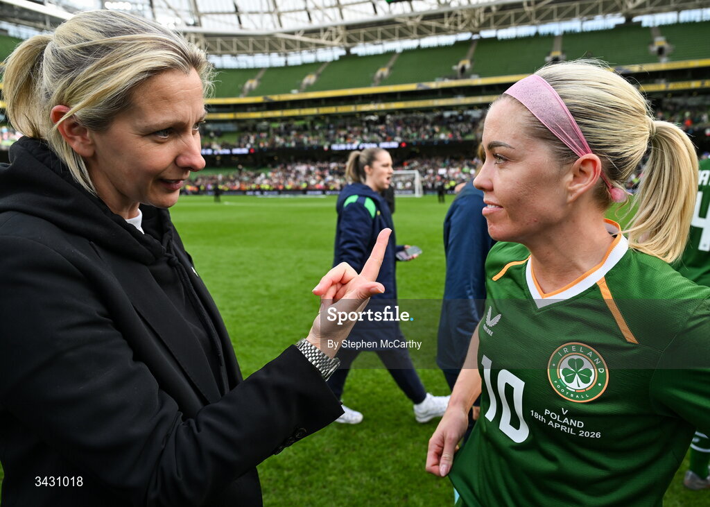 18 April 2026; / during the 2027 FIFA Women’s World Cup Qualifier match between Republic of Ireland and Poland at the Aviva Stadium in Dublin. Photo by Stephen McCarthy/Sportsfile