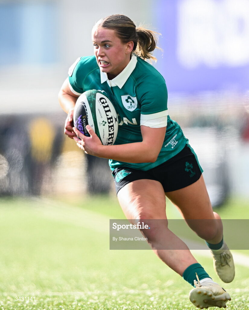 18 April 2026; Robyn O'Connor of Ireland during the Women's Six Nations Rugby Championship match between Ireland and Italy at Dexcom Stadium in Galway. Photo by Shauna Clinton/Sportsfile