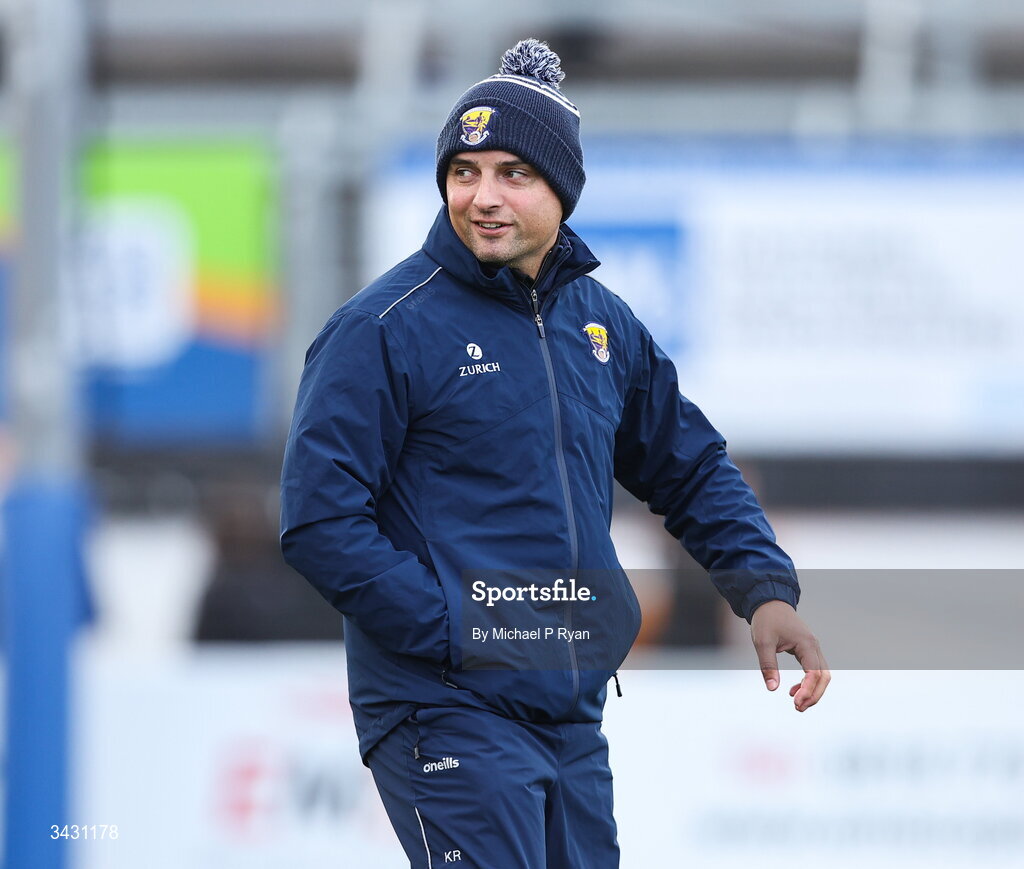 18 April 2026; Wexford manager Keith Rossiter before the Leinster GAA Senior Hurling Championship Round 1 match between Kildare and Wexford at Cedral St Conleth's Park in Newbridge, Kildare. Photo by Michael P Ryan/Sportsfile