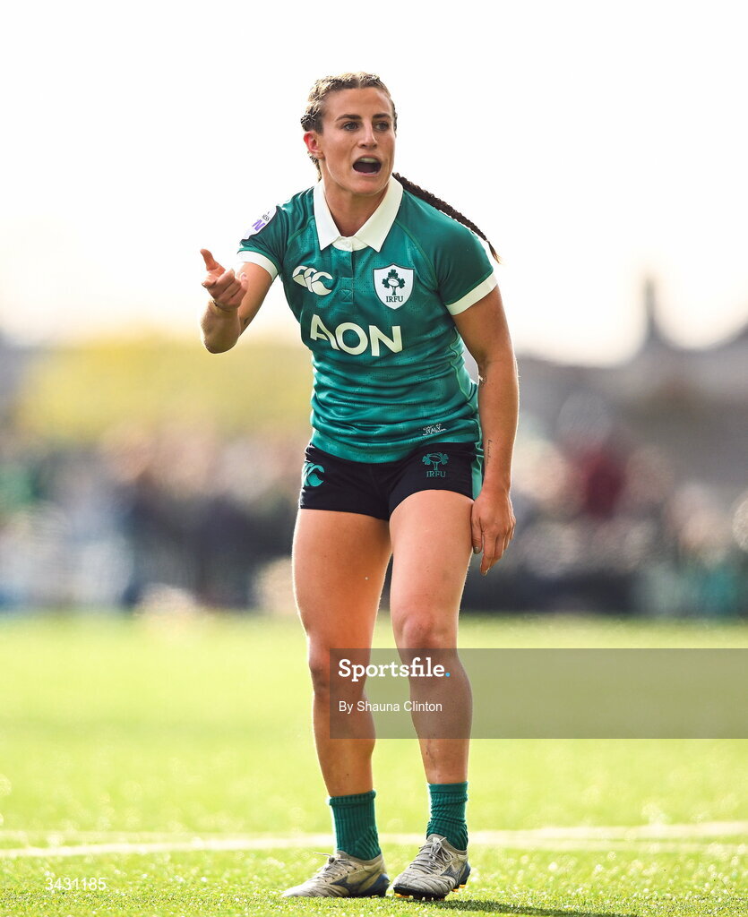 18 April 2026; Emily Lane of Ireland during the Women's Six Nations Rugby Championship match between Ireland and Italy at Dexcom Stadium in Galway. Photo by Shauna Clinton/Sportsfile