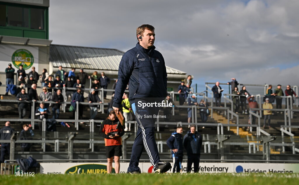 18 April 2026; Dublin manager Niall Ó Ceallacháin before the Leinster GAA Senior Hurling Championship Round 1 match between Offaly and Dublin at Glenisk O'Connor Park in Tullamore, Offaly. Photo by Sam Barnes/Sportsfile