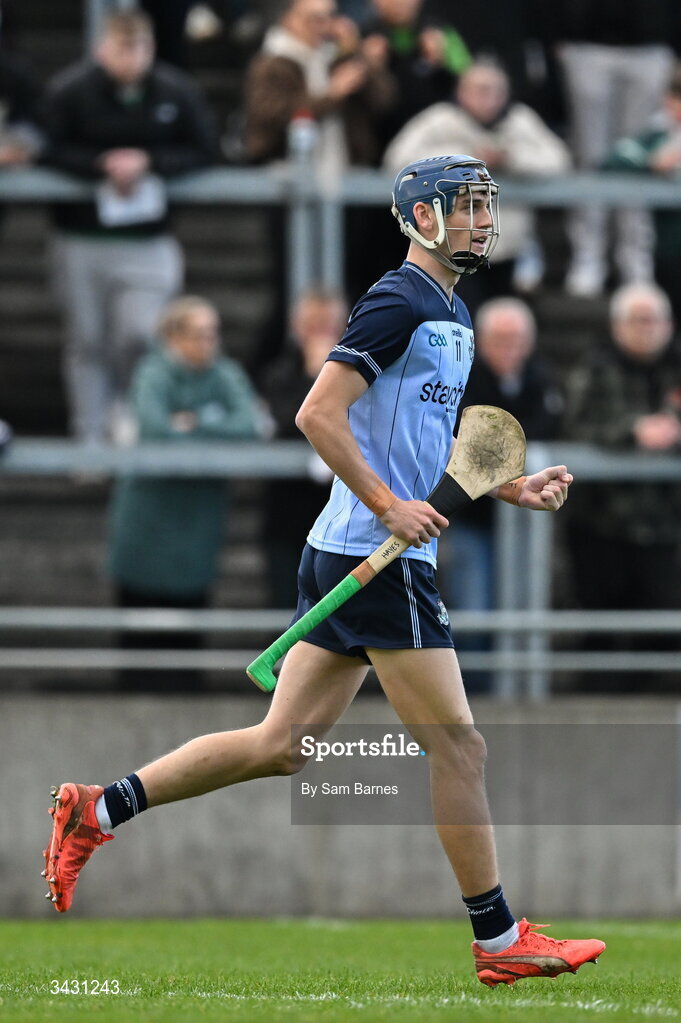 18 April 2026; Brian Hayes of Dublin celebrates after scoring his side's first goal during the Leinster GAA Senior Hurling Championship Round 1 match between Offaly and Dublin at Glenisk O'Connor Park in Tullamore, Offaly. Photo by Sam Barnes/Sportsfile
