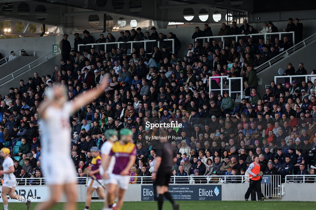 18 April 2026; Spectators watch on during the Leinster GAA Senior Hurling Championship Round 1 match between Kildare and Wexford at Cedral St Conleth's Park in Newbridge, Kildare. Photo by Michael P Ryan/Sportsfile