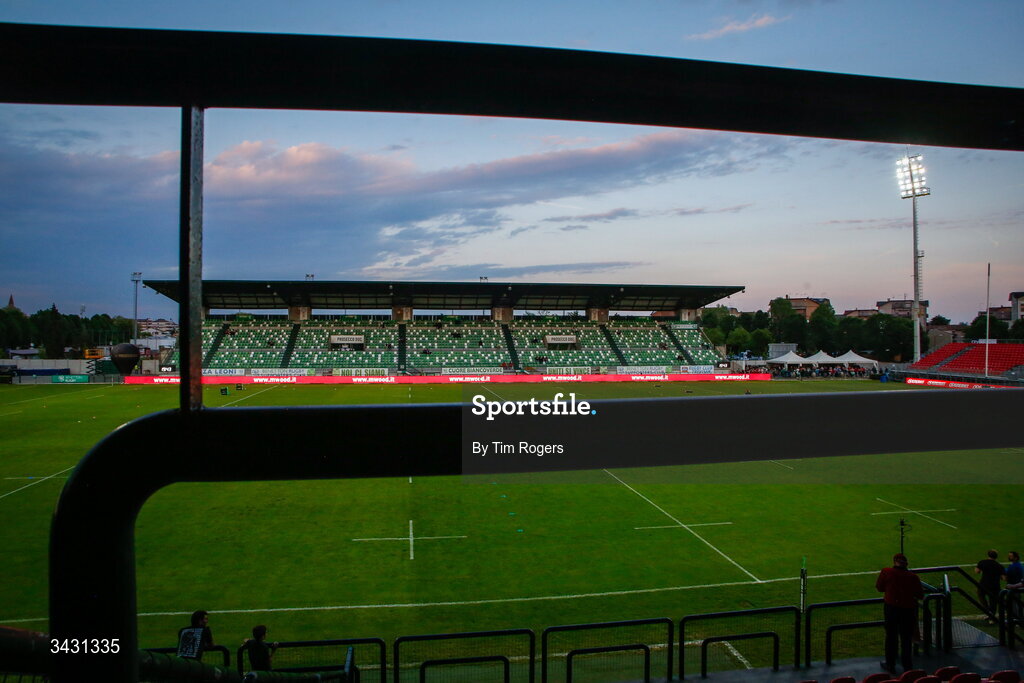 18 April 2026; A general view inside the stadium before the United Rugby Championship match between Benetton and Munster at Stadio Monigo in Treviso, Italy. Photo by Tim Rogers/Sportsfile