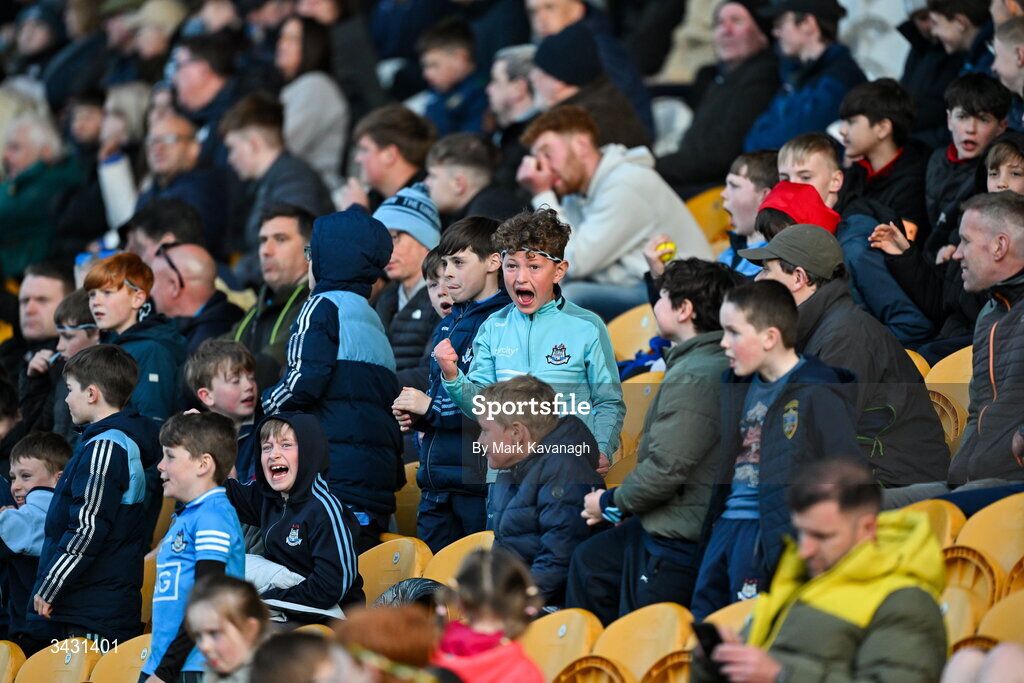 18 April 2026; Dublin supporters during the Leinster GAA Senior Hurling Championship Round 1 match between Offaly and Dublin at Glenisk O'Connor Park in Tullamore, Offaly. Photo by Mark Kavanagh/Sportsfile