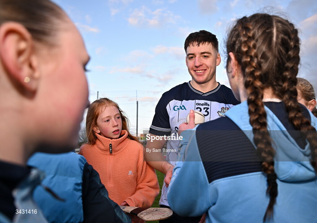 18 April 2026; Dónal Burke of Dublin signs autographs after the Leinster GAA Senior Hurling Championship Round 1 match between Offaly and Dublin at Glenisk O'Connor Park in Tullamore, Offaly. Photo by Sam Barnes/Sportsfile