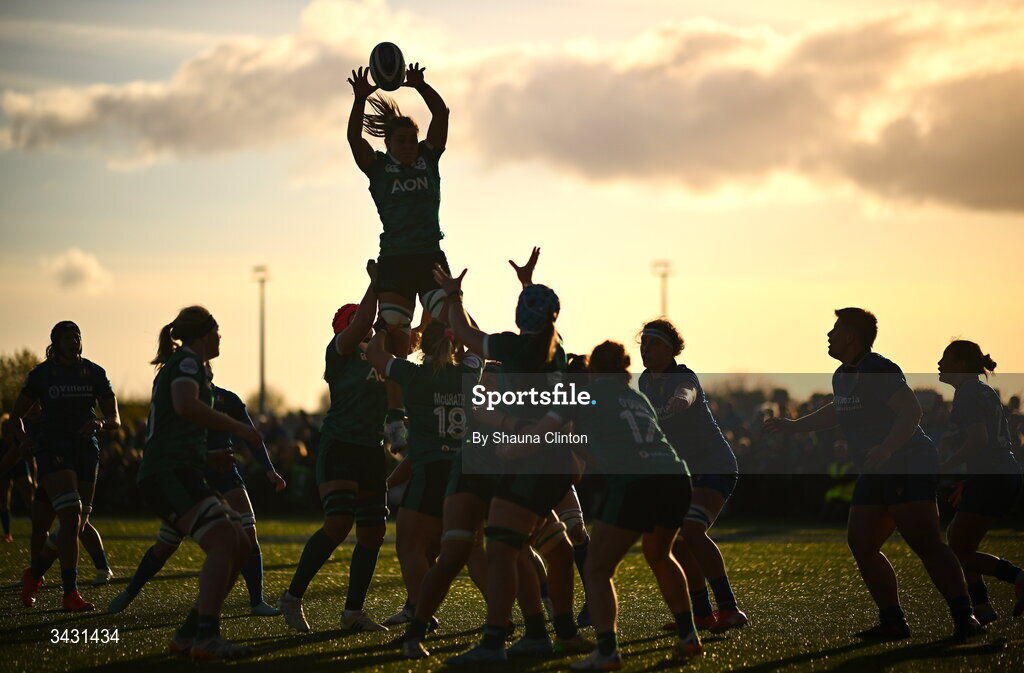18 April 2026; A general view of a lineout during the Women's Six Nations Rugby Championship match between Ireland and Italy at Dexcom Stadium in Galway. Photo by Shauna Clinton/Sportsfile