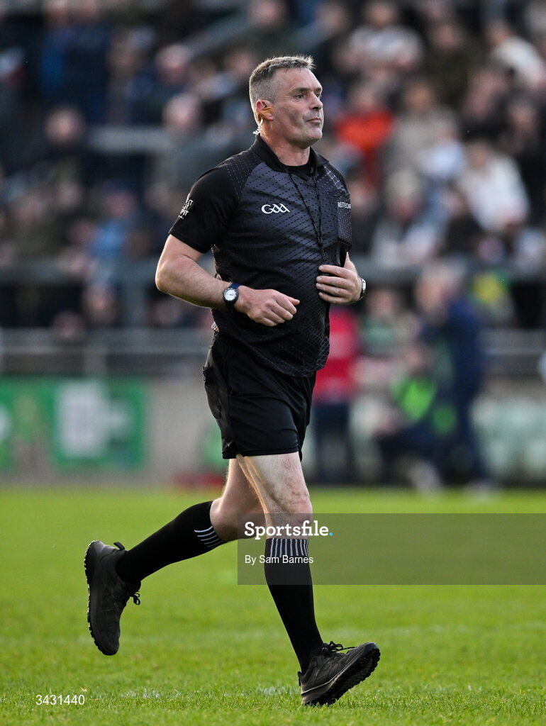 18 April 2026; Referee James Owens during the Leinster GAA Senior Hurling Championship Round 1 match between Offaly and Dublin at Glenisk O'Connor Park in Tullamore, Offaly. Photo by Sam Barnes/Sportsfile