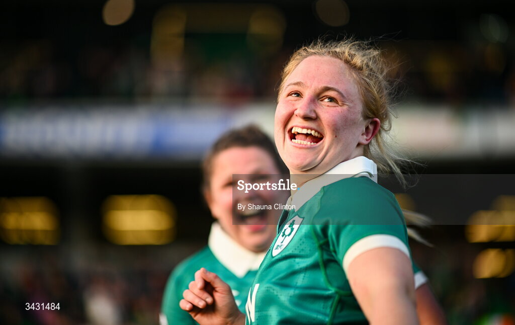 18 April 2026; Neve Jones of Ireland after the Women's Six Nations Rugby Championship match between Ireland and Italy at Dexcom Stadium in Galway. Photo by Shauna Clinton/Sportsfile