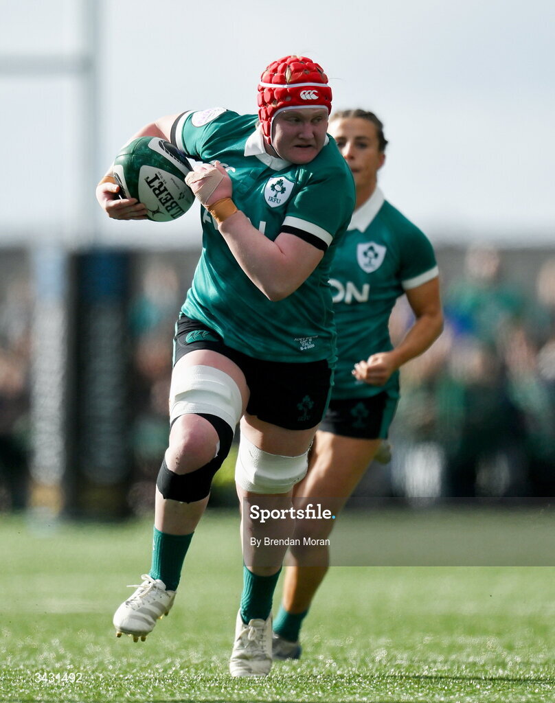18 April 2026; Aoife Wafer of Ireland during the Women's Six Nations Rugby Championship match between Ireland and Italy at Dexcom Stadium in Galway. Photo by Brendan Moran/Sportsfile