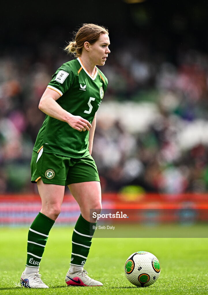 18 April 2026; Aoife Mannion of Republic of Ireland during the 2027 FIFA Women’s World Cup Qualifier match between Republic of Ireland and Poland at the Aviva Stadium in Dublin. Photo by Seb Daly/Sportsfile