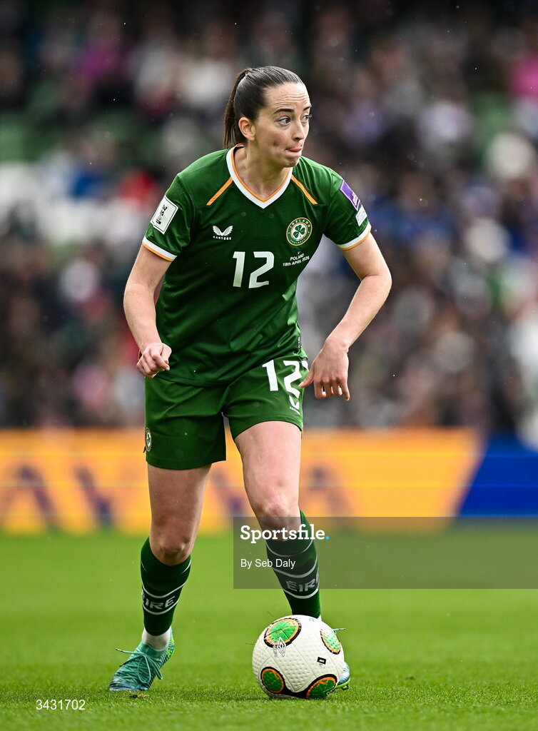 18 April 2026; Anna Patten of Republic of Ireland during the 2027 FIFA Women’s World Cup Qualifier match between Republic of Ireland and Poland at the Aviva Stadium in Dublin. Photo by Seb Daly/Sportsfile