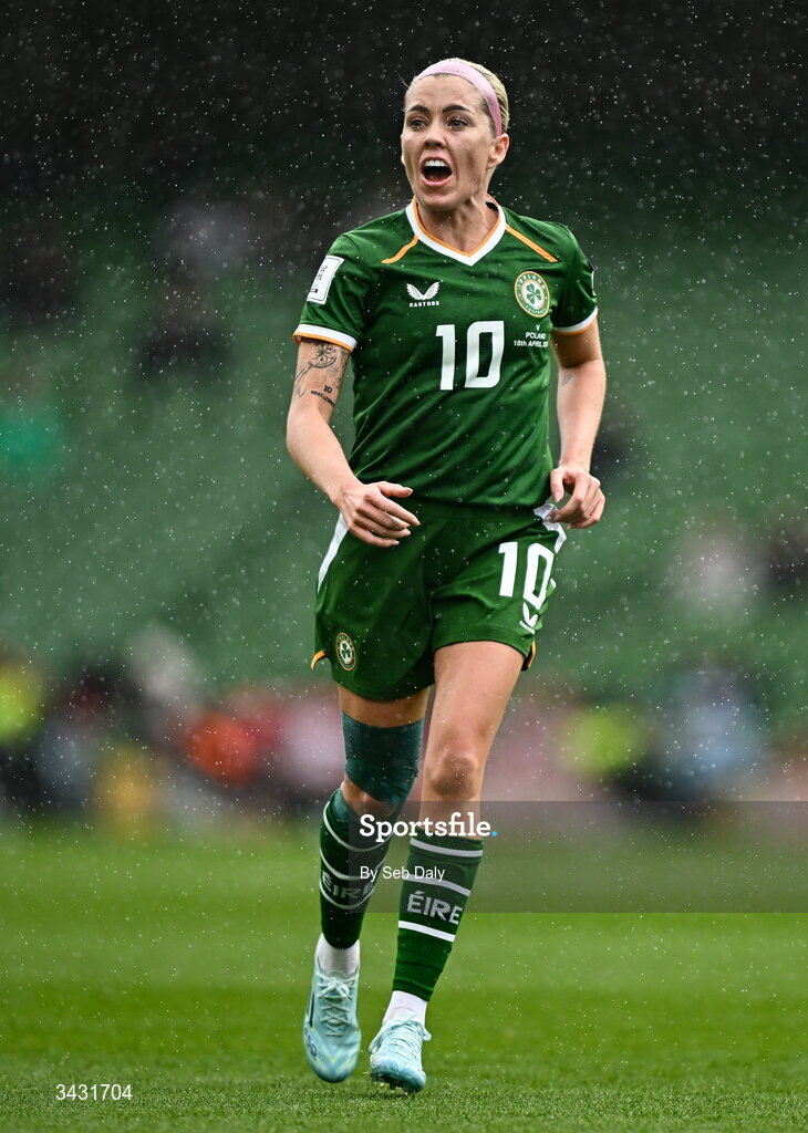 18 April 2026; Denise O'Sullivan of Republic of Ireland during the 2027 FIFA Women’s World Cup Qualifier match between Republic of Ireland and Poland at the Aviva Stadium in Dublin. Photo by Seb Daly/Sportsfile