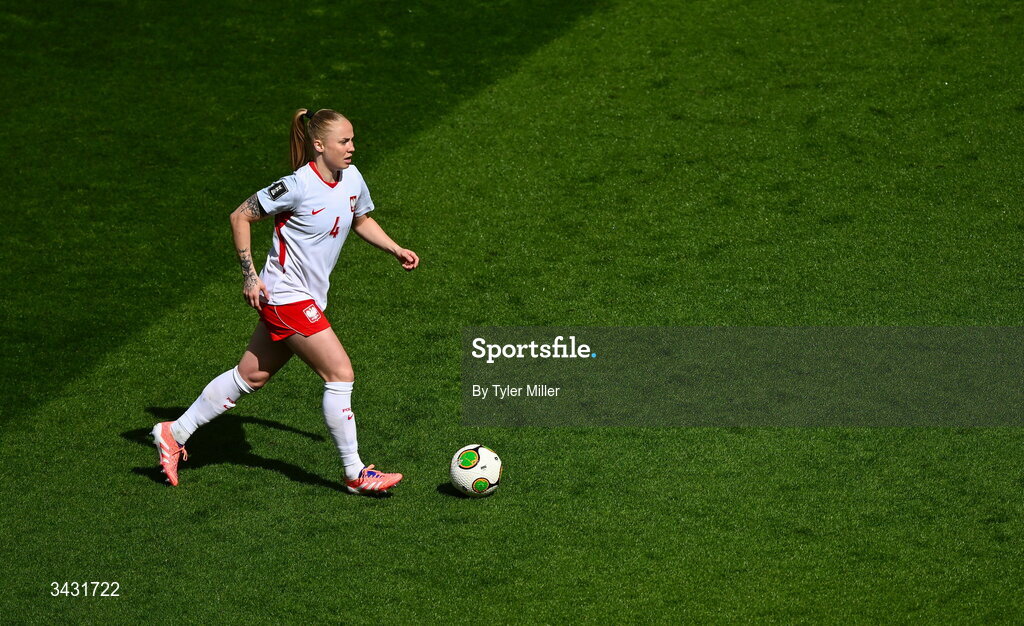 18 April 2026; Paulina Dudek of Poland during the 2027 FIFA Women’s World Cup Qualifier match between Republic of Ireland and Poland at the Aviva Stadium in Dublin. Photo by Tyler Miller/Sportsfile