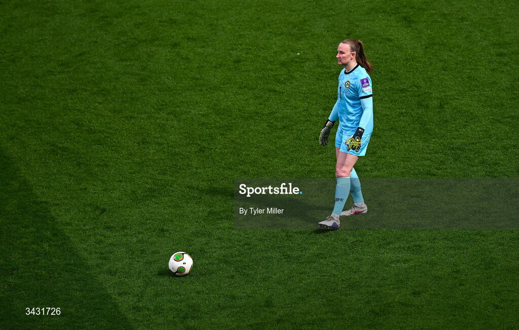18 April 2026; Republic of Ireland goalkeeper Courtney Brosnan during the 2027 FIFA Women’s World Cup Qualifier match between Republic of Ireland and Poland at the Aviva Stadium in Dublin. Photo by Tyler Miller/Sportsfile