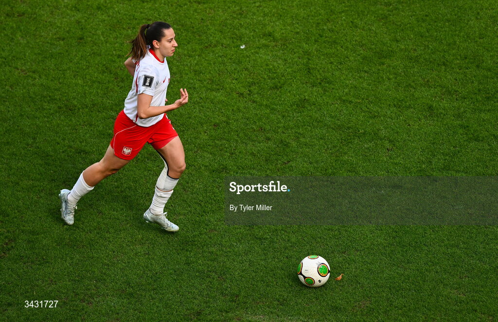 18 April 2026; Wiktoria Zieniewicz of Poland during the 2027 FIFA Women’s World Cup Qualifier match between Republic of Ireland and Poland at the Aviva Stadium in Dublin. Photo by Tyler Miller/Sportsfile