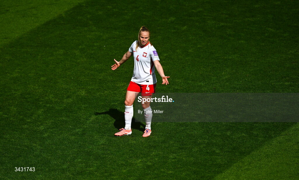 18 April 2026; Paulina Dudek of Poland during the 2027 FIFA Women’s World Cup Qualifier match between Republic of Ireland and Poland at the Aviva Stadium in Dublin. Photo by Tyler Miller/Sportsfile
