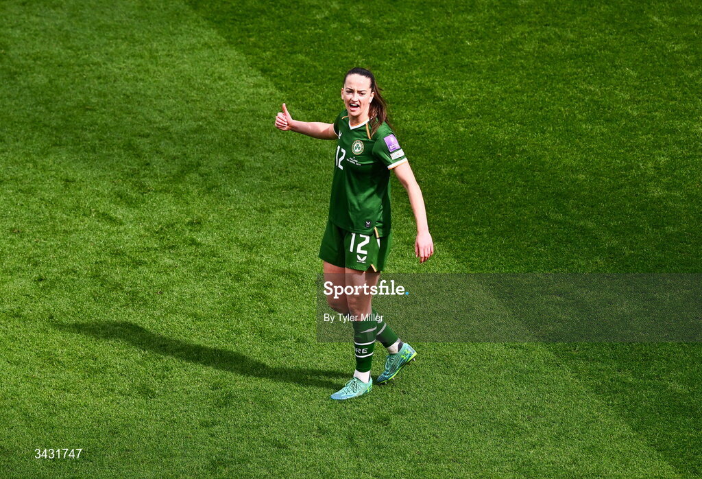 18 April 2026; Anna Patten of Republic of Ireland during the 2027 FIFA Women’s World Cup Qualifier match between Republic of Ireland and Poland at the Aviva Stadium in Dublin. Photo by Tyler Miller/Sportsfile