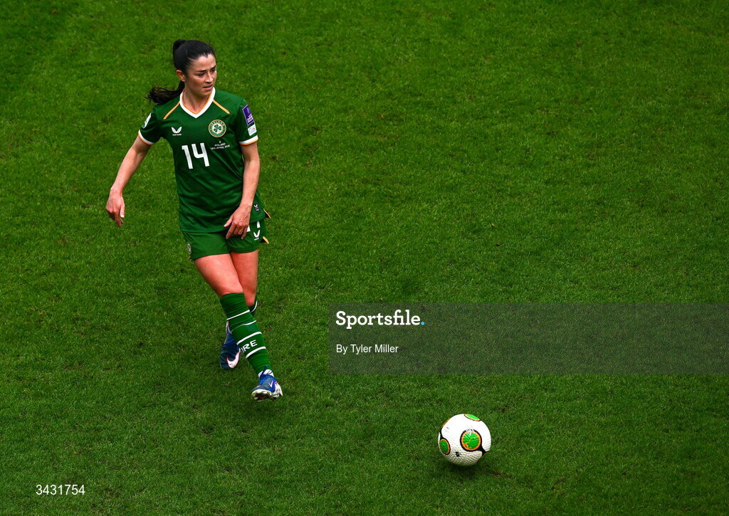 18 April 2026; Marissa Sheva of Republic of Ireland during the 2027 FIFA Women’s World Cup Qualifier match between Republic of Ireland and Poland at the Aviva Stadium in Dublin. Photo by Tyler Miller/Sportsfile