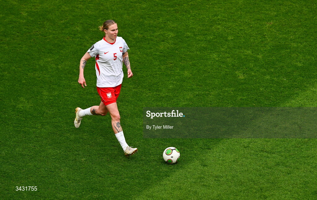 18 April 2026; Oliwia Wos of Poland during the 2027 FIFA Women’s World Cup Qualifier match between Republic of Ireland and Poland at the Aviva Stadium in Dublin. Photo by Tyler Miller/Sportsfile