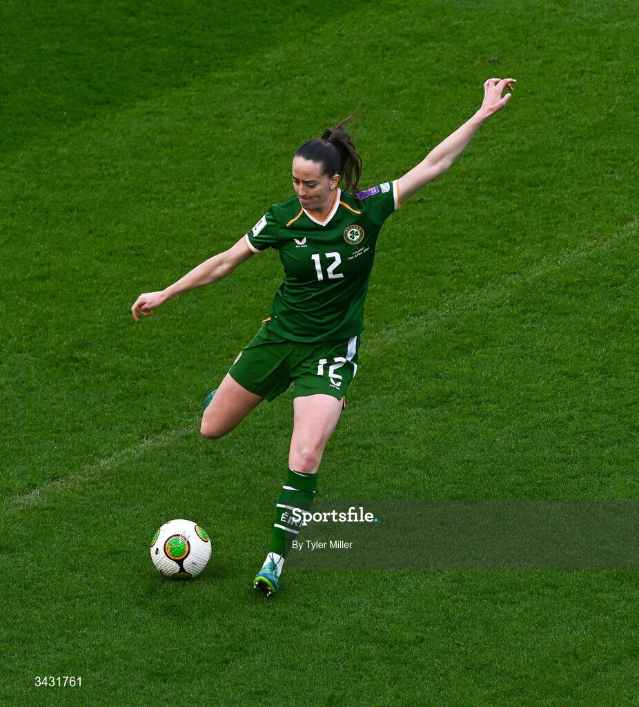 18 April 2026; Anna Patten of Republic of Ireland during the 2027 FIFA Women’s World Cup Qualifier match between Republic of Ireland and Poland at the Aviva Stadium in Dublin. Photo by Tyler Miller/Sportsfile